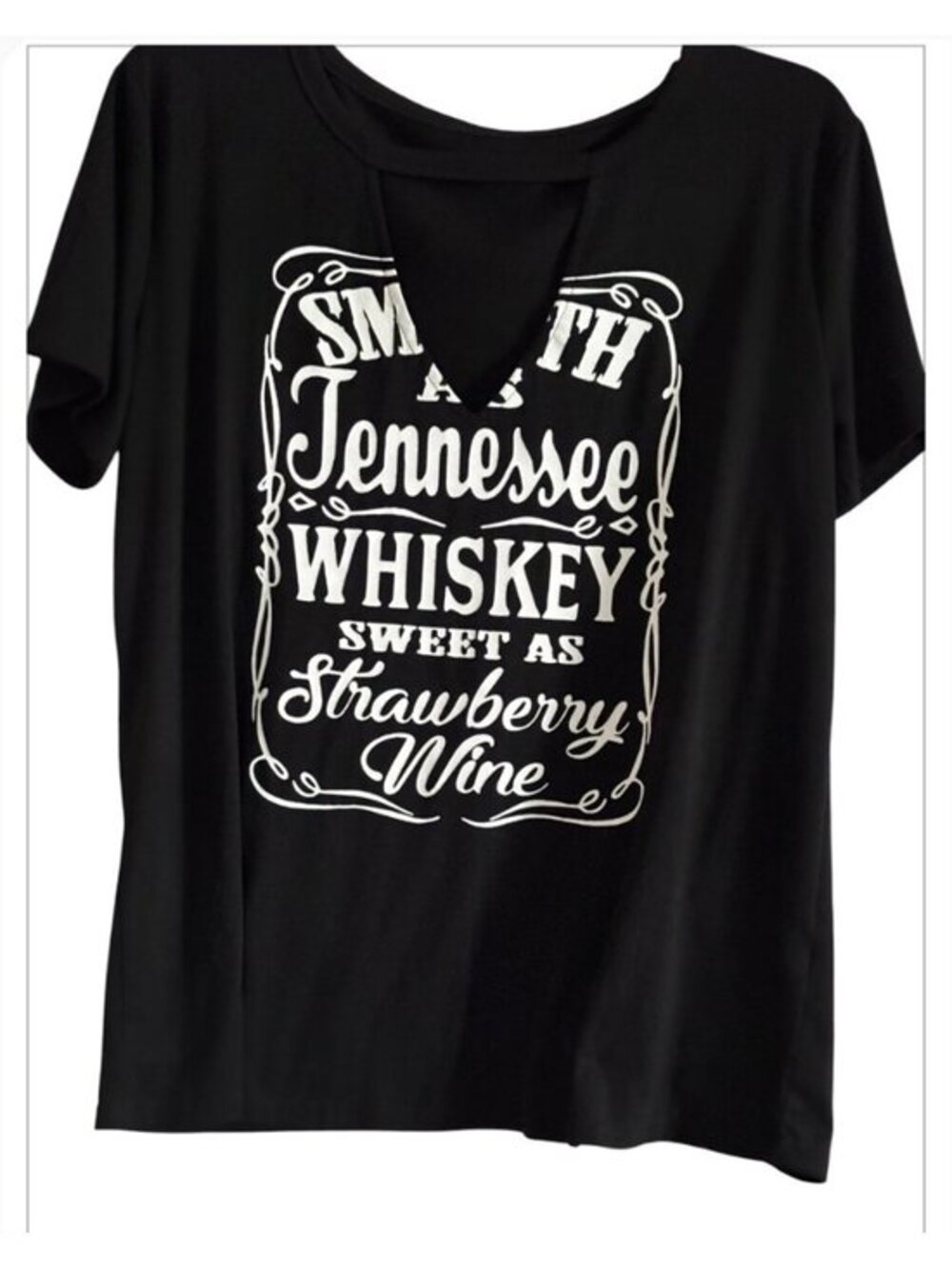 Smith Tennesse Whiskey Black T-shirt Women’s Front Opening Cutoff Chic Size XL